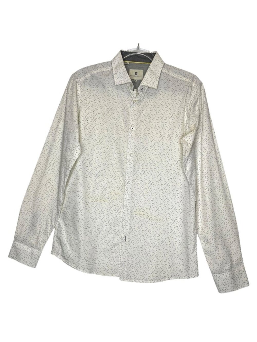 Steel & Jelly Shirt Mens M White Geometric Print Cotton Long Sleeve Button Up
